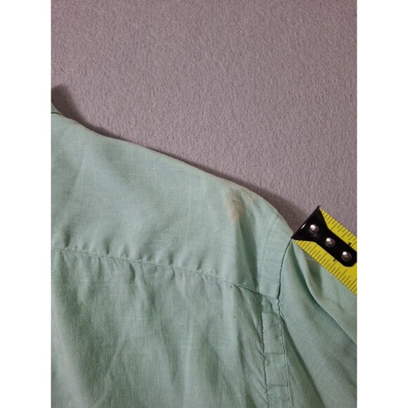 Vintage Polo Ralph Lauren Linen Blend Shirt Men Large Green Seafoam  Roll Tab - Picture 8 of 10